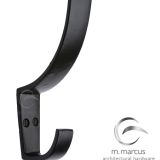M Marcus Hat & Coat Hook (130mm x 82mm), Smooth Black Iron