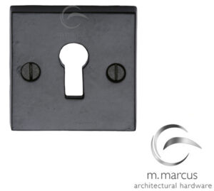 M Marcus Square Standard Profile Escutcheon, Smooth Black Iron