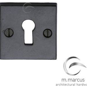 M Marcus Square Standard Profile Escutcheon, Smooth Black Iron