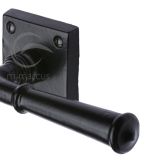 M Marcus Claverley Door Handles On Square Rose, Smooth Black Iron  (sold in pairs)