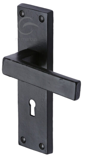 M Marcus Cheswell Door Handles, Smooth Black Iron  (sold in pairs)