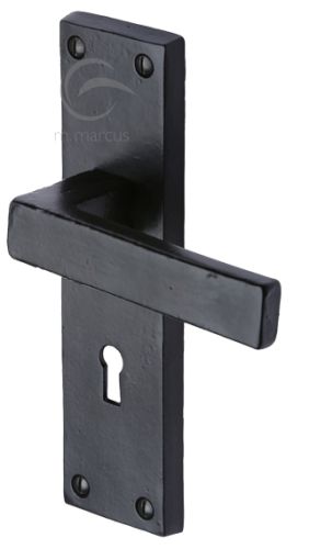 M Marcus Cheswell Door Handles, Smooth Black Iron  (sold in pairs)