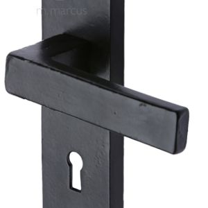 M Marcus Cheswell Door Handles, Smooth Black Iron  (sold in pairs)