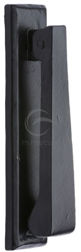 M Marcus Plain Door Knocker On Backplate (167mm x 40mm), Smooth Black Iron