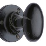 M Marcus Knowle Oval Mortice Door Knob, Smooth Black Iron  (sold in pairs)