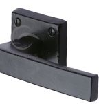 M Marcus Hanwood Door Handles On Square Rose, Smooth Black Iron  (sold in pairs)