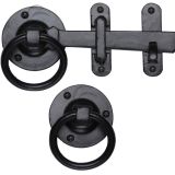 M Marcus Ring Gate Latch (170mm Length), Smooth Black Iron