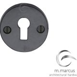 M Marcus Round Standard Profile Escutcheon, Smooth Black Iron
