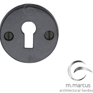 M Marcus Round Standard Profile Escutcheon, Smooth Black Iron