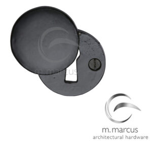 M Marcus Covered Standard Profile Escutcheon, Smooth Black Iron