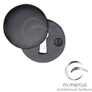 M Marcus Covered Standard Profile Escutcheon, Smooth Black Iron