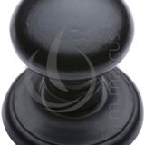 M Marcus Round Centre Door Knob (80mm Dia Rose), Smooth Black Iron