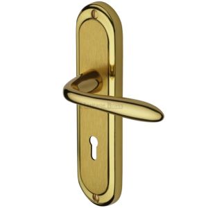 Heritage Brass Henley Mayfair Finish, Polished Brass & Satin Brass Door Handles (sold in pairs)