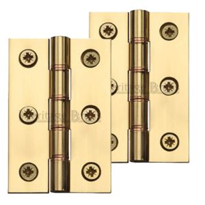 Heritage Brass 3 Inch Heavier Duty Double Phosphor Washered Butt Hinges, Polished Brass(sold in pairs)