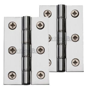 Heritage Brass 3 Inch Heavier Duty Double Phosphor Washered Butt Hinges, Polished Chrome  (sold in pairs)