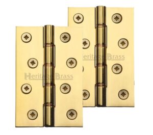 Heritage Brass 4" x 2 5/8" Heavier Duty Double Phosphor Washered Butt Hinges, Polished Brass  (sold in pairs)