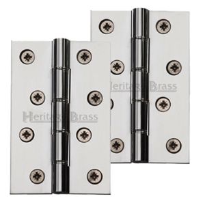 Heritage Brass 4″ x 2 5/8″ Heavier Duty Double Phosphor Washered Butt Hinges, Polished Chrome (sold in pairs)