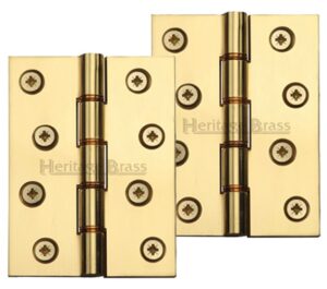 Heritage Brass 4 Inch Heavier Duty Double Phosphor Washered Butt Hinges, Polished Brass -   (sold in pairs)