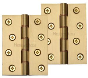 Heritage Brass 4 Inch Heavier Duty Double Phosphor Washered Butt Hinges, Satin Brass  (sold in pairs)
