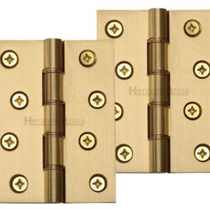 Heritage Brass 4 Inch Heavier Duty Double Phosphor Washered Butt Hinges, Satin Brass (sold in pairs)