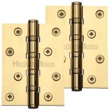 Heritage Brass 4" x 3" Ball Bearing (Steel Pin) Hinges, Polished Brass  (sold in pairs)