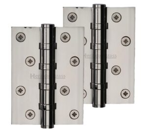 Heritage Brass 4" x 3" Ball Bearing (Steel Pin) Hinges, Polished Nickel  (sold in pairs)