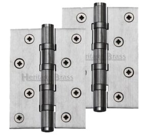 Heritage Brass 4" x 3" Ball Bearing (Steel Pin) Hinges, Satin Chrome  (sold in pairs)