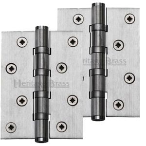 Heritage Brass 4″ x 3″ Ball Bearing (Steel Pin) Hinges, Satin Chrome (sold in pairs)