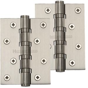 Heritage Brass 4″ x 3″ Ball Bearing (Steel Pin) Hinges, Satin Nickel (sold in pairs)