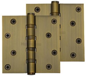 Heritage Brass 4" x 4" Ball Bearing (Steel Pin) Hinges, Antique Brass  (sold in pairs)