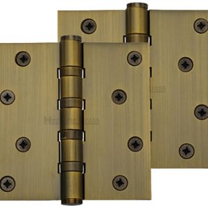 Heritage Brass 4″ x 4″ Ball Bearing (Steel Pin) Hinges, Antique Brass (sold in pairs)