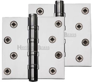 Heritage Brass 4" x 4" Ball Bearing (Steel Pin) Hinges, Polished Chrome - (sold in pairs)