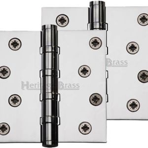 Heritage Brass 4″ x 4″ Ball Bearing (Steel Pin) Hinges, Polished Chrome (sold in pairs)