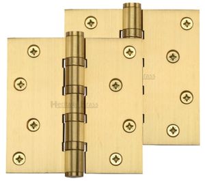 Heritage Brass 4" x 4" Ball Bearing (Steel Pin) Hinges, Satin Brass (sold in pairs)