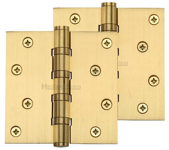 Heritage Brass 4″ x 4″ Ball Bearing (Steel Pin) Hinges, Satin Brass (sold in pairs)