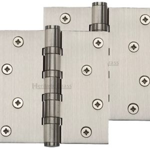 Heritage Brass 4″ x 4″ Ball Bearing (Steel Pin) Hinges, Satin Nickel (sold in pairs)