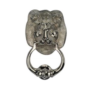 Heritage Brass Lion Head Door Knocker, Polished Nickel