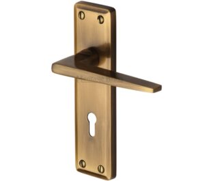 Heritage Brass Kendal Door Handles On Backplate, Antique Brass -   (sold in pairs)