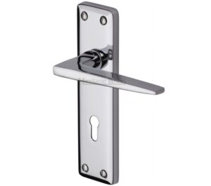Heritage Brass Kendal Door Handles On Backplate, Polished Chrome  (sold in pairs)