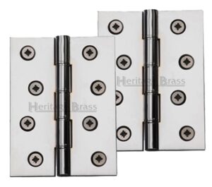 Heritage Brass 4 Inch Double Phosphor Washered Butt Hinges, Polished Chrome  (sold in pairs)