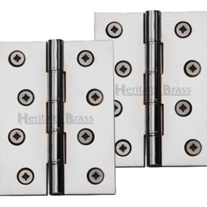Heritage Brass 4 Inch Double Phosphor Washered Butt Hinges, Polished Chrome  (sold in pairs)