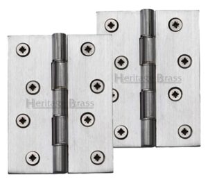 Heritage Brass 4 Inch Double Phosphor Washered Butt Hinges, Satin Chrome  (sold in pairs)