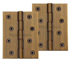 Heritage Brass 4 Inch Double Phosphor Washered Butt Hinges, Antique Brass  (sold in pairs)