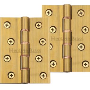 Heritage Brass 4 Inch Double Phosphor Washered Butt Hinges, Natural Brass (sold in pairs)