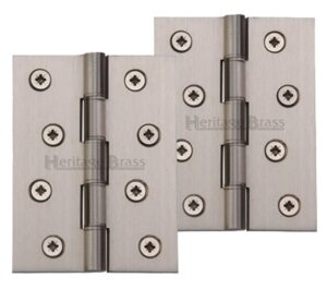 Heritage Brass 4 Inch Double Phosphor Washered Butt Hinges, Satin Nickel  (sold in pairs)