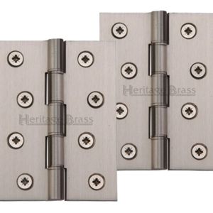 Heritage Brass 4 Inch Double Phosphor Washered Butt Hinges, Satin Nickel –   (sold in pairs)