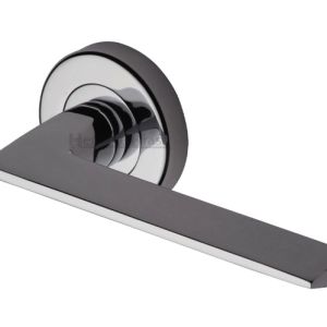 Heritage Brass Pyramid Polished Chrome Door Handles On Round Rose  (sold in pairs)