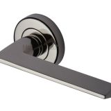 Heritage Brass Pyramid Polished Nickel Door Handles On Round Rose  (sold in pairs)