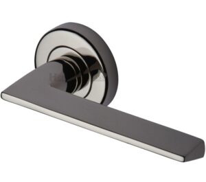 Heritage Brass Pyramid Polished Nickel Door Handles On Round Rose  (sold in pairs)
