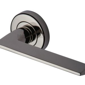 Heritage Brass Pyramid Polished Nickel Door Handles On Round Rose  (sold in pairs)